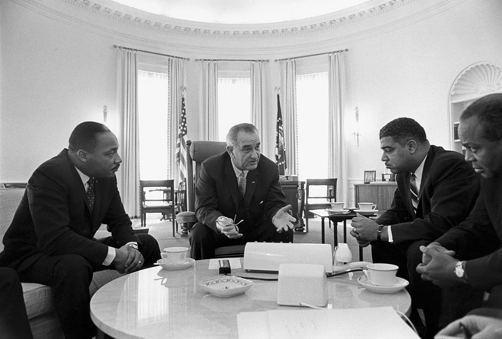 LBJ meets with civil rights leaders (including MLK)