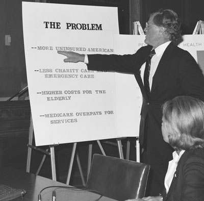 Kennedy presenting his ideas on health care