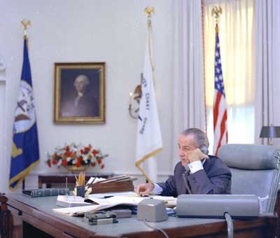 LBJ on the phone